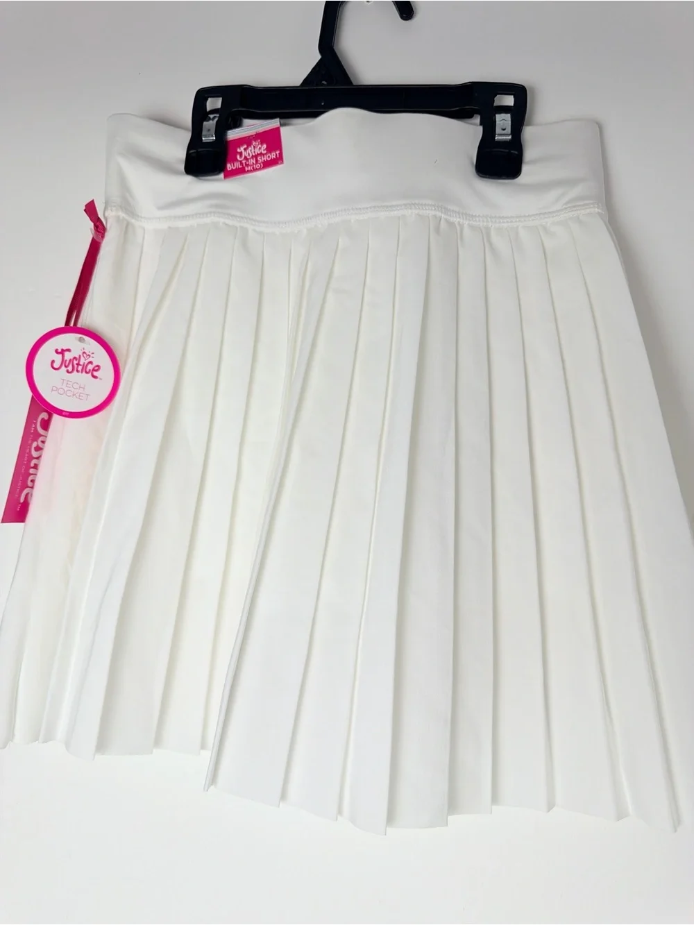 Justice White Asymmetrical Pleated Sport Skirt